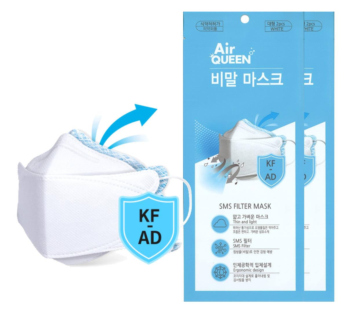 Air Queen KFAD Adult Mask (White) - Air Queen